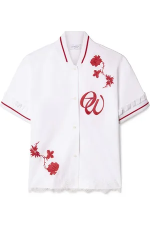 OFF-WHITE Lace-detailing baseball shirt