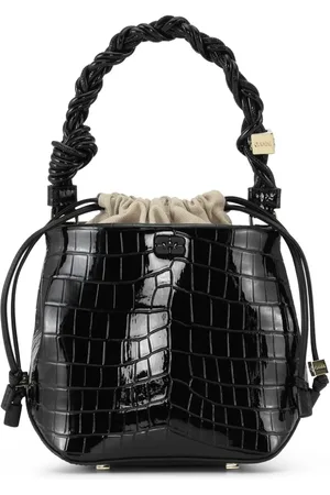 Ganni Bou crocodille-effect leather bucket bag