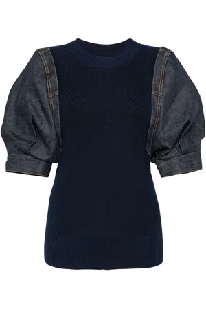 SACAI Panelled ribbed T-shirt