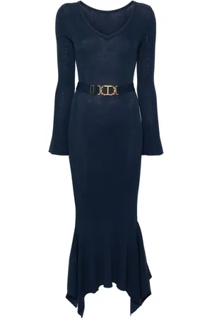 Twin-Set Belted ruffled midi dress