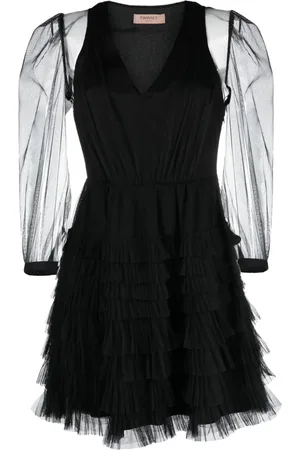 Twin-Set Ruffled semi-sheer minidress