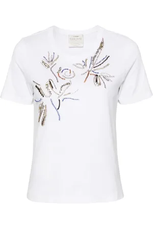 FORTE FORTE Bead-embellishment cotton T-shirt