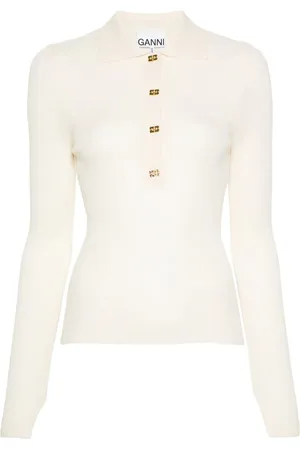 Ganni Merino wool polo top