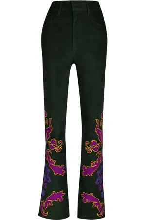 Paula Embroidered suede trousers