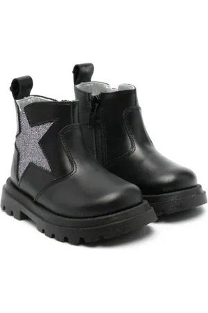 MONNALISA Glitter-detailing leather boots