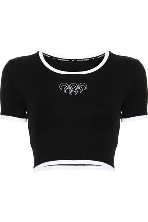 Marine Serre Contrasting-trim ribbed T-shirt