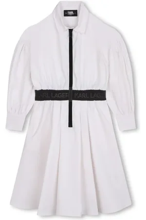 Karl Lagerfeld Logo-waistband ballon-sleeves dress