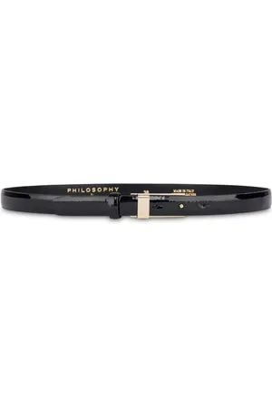 Serafini Patent-finish skinny leather belt