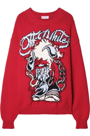 OFF-WHITE Patterned-intarsia knit jumper