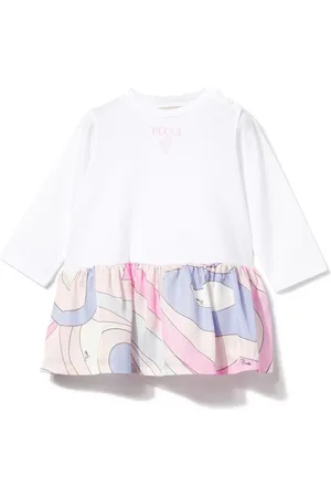 PUCCI Junior Marmo-print long-sleeve dress
