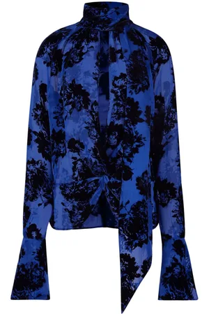 Nina Ricci Floral-print pussy bow-collar blouse