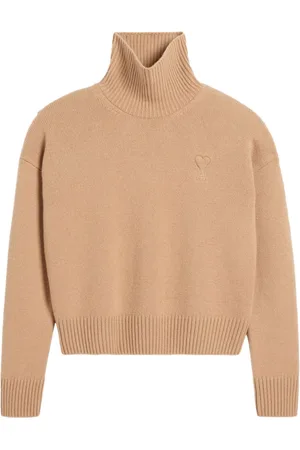 Ami Embossed Ami de Coeur roll-neck jumper