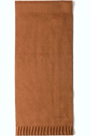 Prada Logo-embroidered cashmere scarf