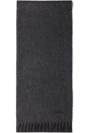 Prada Logo-embroidered cashmere scarf