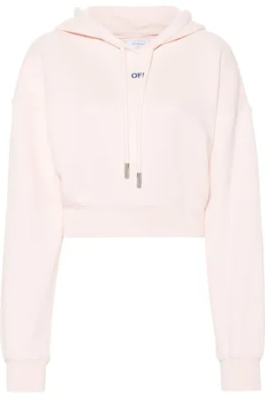 OFF-WHITE Floral-embroidered cropped hoodie