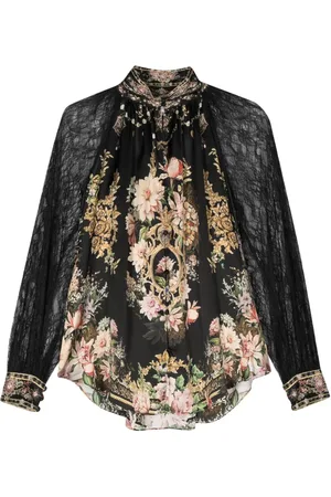 Camilla Lace-panels button-up shirt