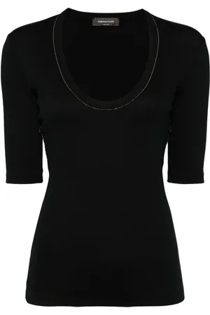 Fabiana Filippi Metallic-embroidery jersey top