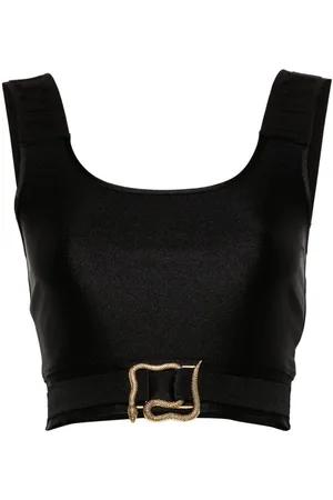 Roberto Cavalli Logo-straps crop top