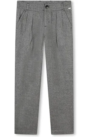 HUGO BOSS Pleated cotton tailored trousers