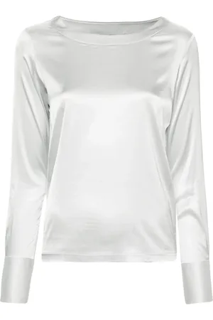 MAZZARELLI Boat-neck satin blouse