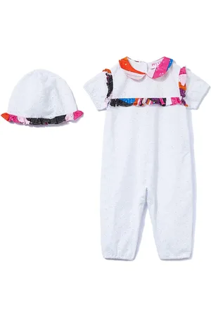 PUCCI Junior Iride-print broderie anglaise romper set