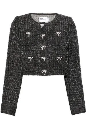 Self-Portrait Bow-detail denim jacket