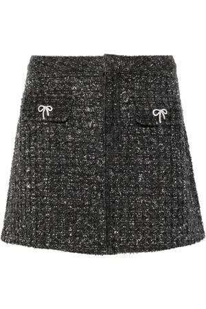 Self-Portrait Textured denim mini skirt
