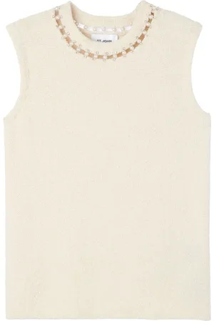 ST. JOHN Bead-embellished boucl?? vest