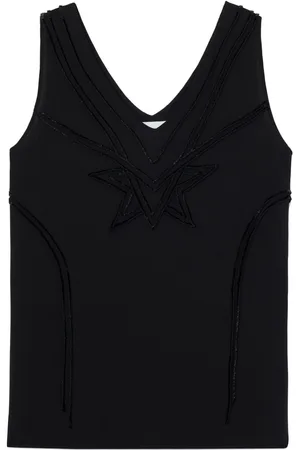 ST. JOHN Embroidered silk tank top