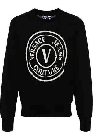 VERSACE V-Emblem wool jumper