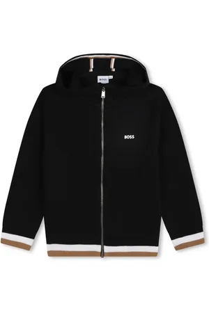 HUGO BOSS Stripe-detail zip-up hoodie