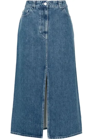 SUNNEI Logo-patch denim skirt