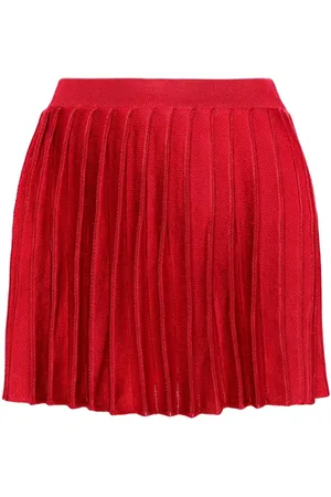 Self-Portrait Pleated knitted mini skirt