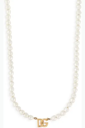 Dolce & Gabbana Logo-pendant faux-pearl necklace