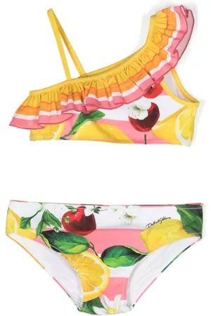 Dolce & Gabbana Floral-print one-shoulder bikini set