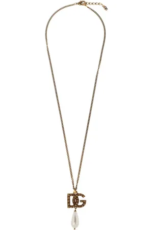 Dolce & Gabbana Faux-pearl logo-pendant necklace