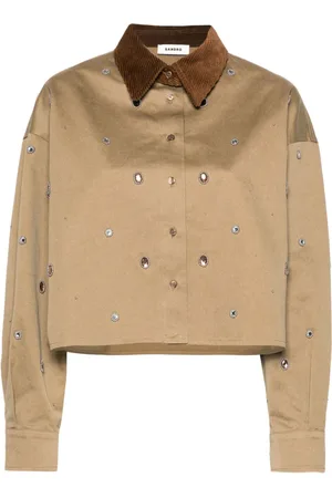 Sandro Crystal-embellished cotton shirt