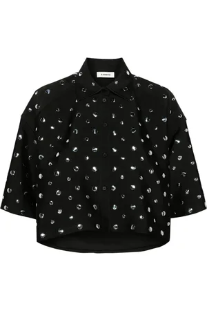 Sandro Stud-detailing cropped shirt