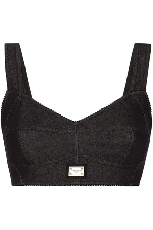 Dolce & Gabbana Logo-tag denim corset top