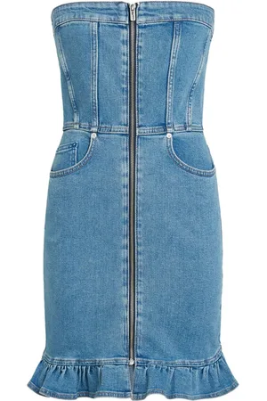 Karl Lagerfeld Ruffle-hem denim bandeau dress