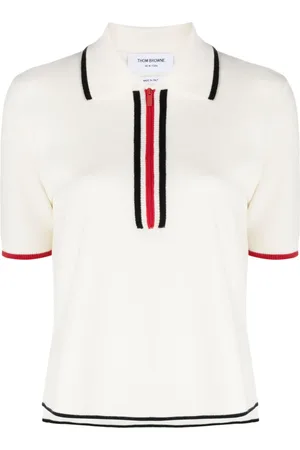 Thom Browne RWB-striped virgin wool polo shirt