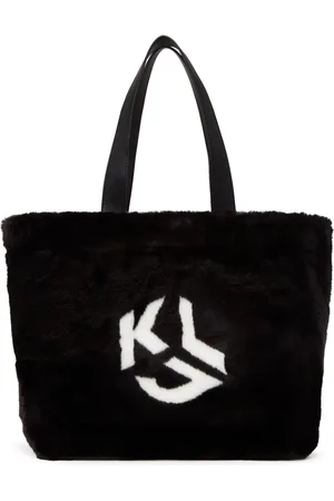 Karl Lagerfeld Faux-fur logo-print tote bag