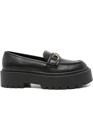 Twin-Set 45mm logo-buckle leather loafers