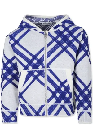 Burberry Check-pattern zip-up wool hoodie