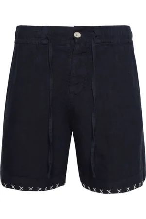 THE ELDER STATESMAN Contrasting-stitch linen shorts