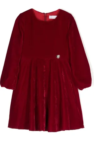 MONNALISA Detachable-collar velvet dress