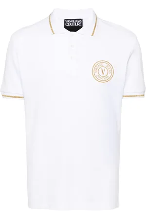 VERSACE Logo-embroidered cotton polo shirt