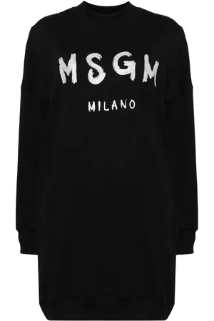 Msgm Logo-print cotton sweatshirt dress