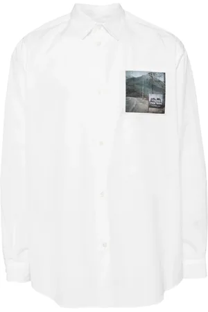UNDERCOVER Logo-patch cotton shirt