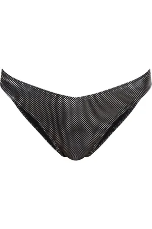 Moschino Logo-print metallic-sheen bikini bottoms
